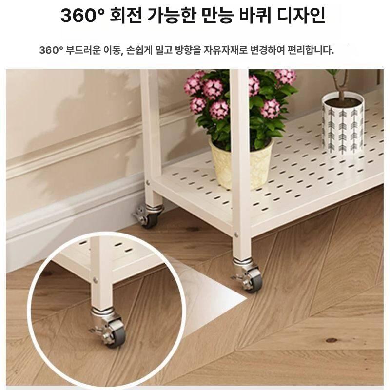 다용도 화분정리대 이동식 베란다 진열장 인테리어 진열대 바퀴 거치대 정리선반 다층 - 상세 이미지 2