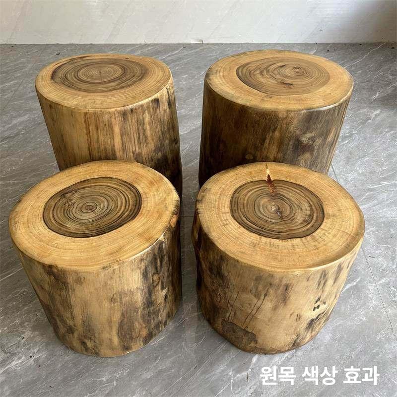 인테리어 통나무의자 빈티지 원목스툴 직경 사각 원형 받침대 지름 장식 거실 - 상세 이미지 5