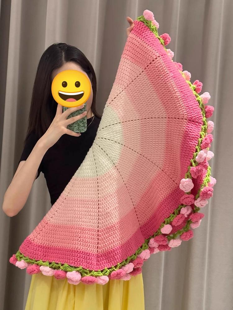 뜨게꽃 꽃다발담요 로즈 장미꽃 블랭킷 손뜨개 플라워 뜨개질 뜨개꽃 도안 뜨기 - 상세 이미지 3