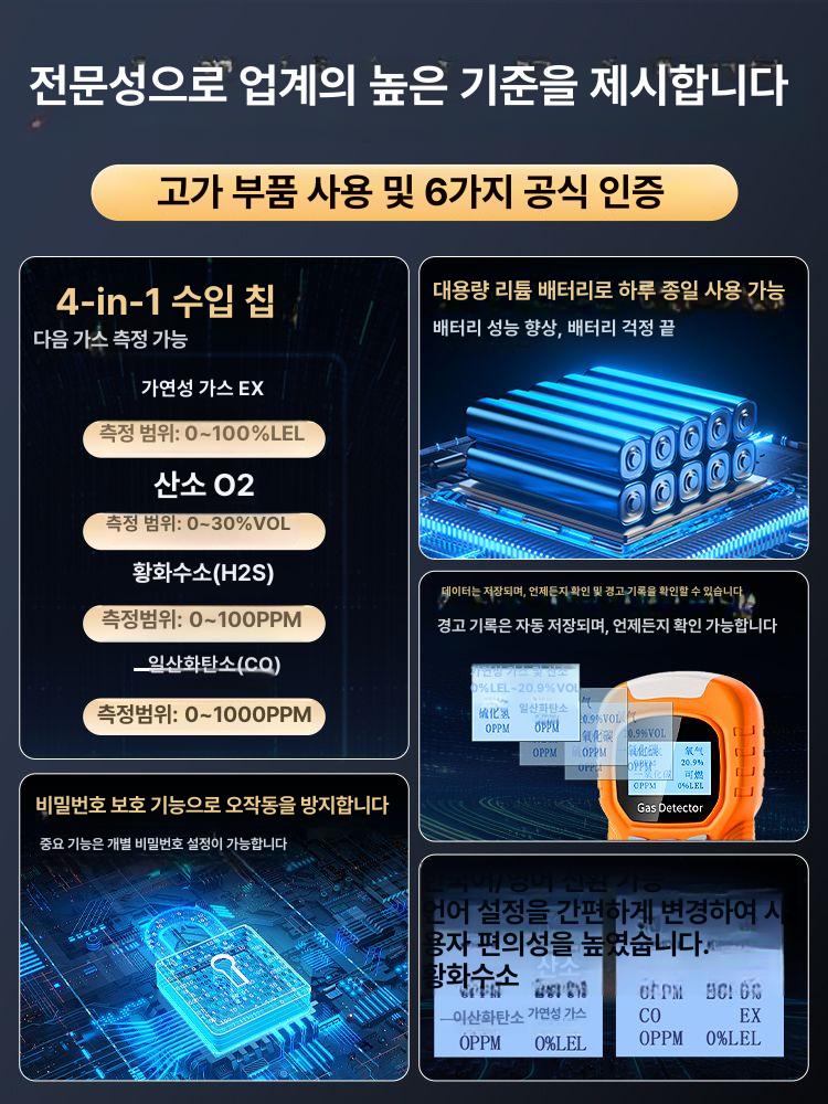 휴대용 복합측정기 4in1 유해가스 복합가스측정기 산소농도 일산화탄소 - 상세 이미지 3