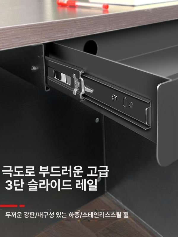 슬라이딩 책상하단서랍 사무용 보관함 데스크 서랍장 사무실 도어 선반 수납함 히든 - 상세 이미지 3