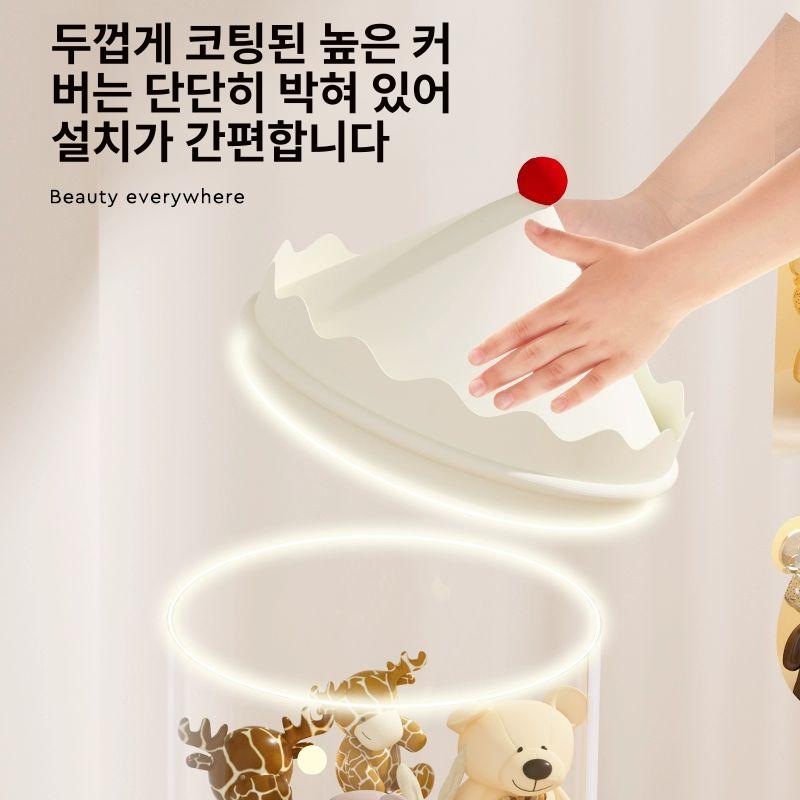원통형 인형정리함 지퍼 인형보관함 봉제인형 전시용 투명장난감정리함 피규어 수납통 - 상세 이미지 3