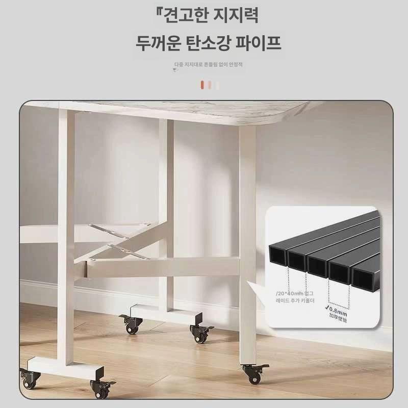 라운드 접이식식탁 다용도 원탁 간이 원룸 식탁테이블 수납 입식 원형식탁 바퀴 - 상세 이미지 5