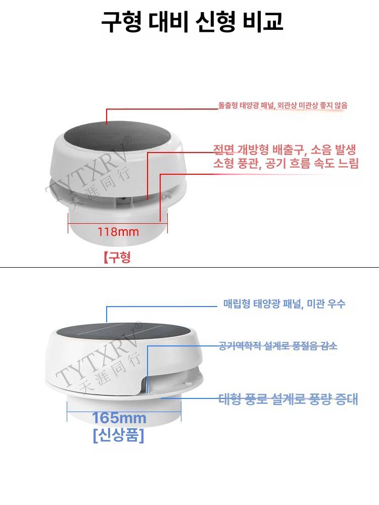 카라반 캠핑카환풍기 원형 송풍기 덕트 환기구 열배출 저소음팬 무음 버섯머리 천장형 - 상세 이미지 4