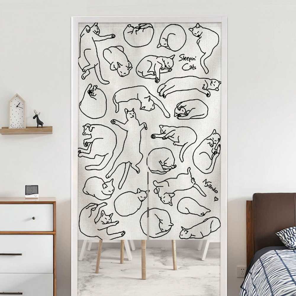 도어 타일 커튼 폭60X90높이CM 장식 고양이 가리개 80CMX90CM 출입구 공간분리 그린 슬라이드 이송봉 D11 다채로운 D11 폭60X90높이CM 타일 이송봉 - 상품 이미지