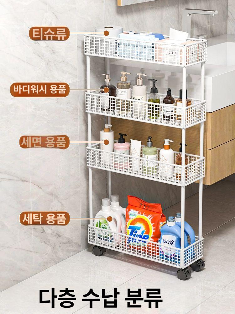 문옆 틈새 수납함 서랍식 공간활용 정리장 휠 기숙사 소형 캐비닛 - 상세 이미지 3