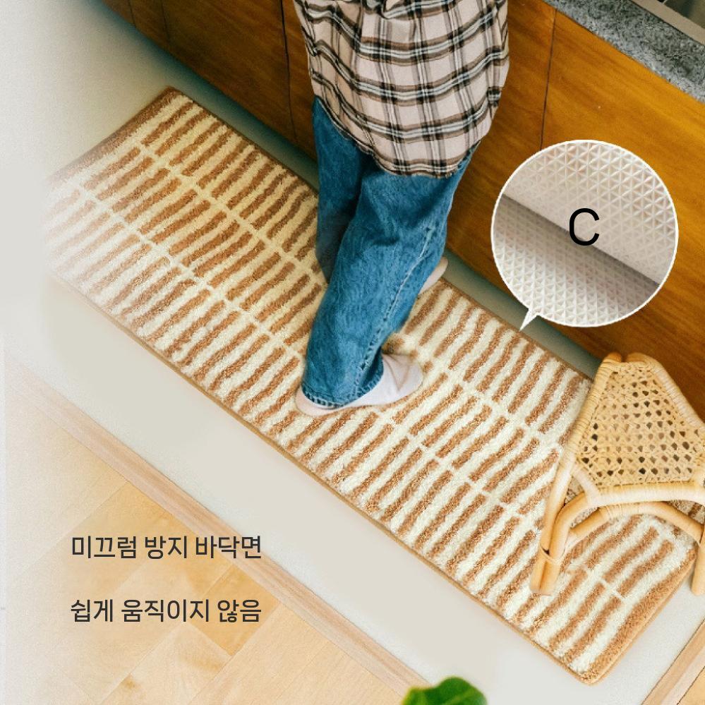 모던 발매트 체크 주방 카펫 욕실 빨아쓰는 매트 논슬립 인테리어 흡수 미끄럼방지 러그 - 상세 이미지 4