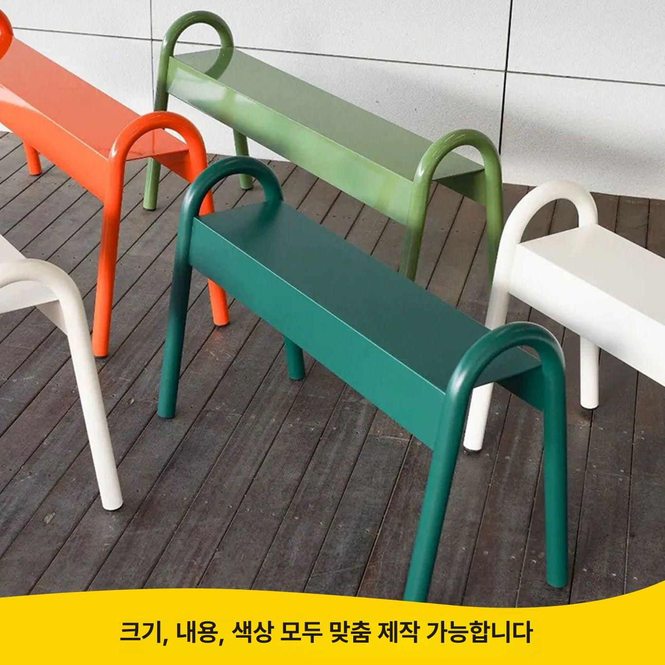 철제 벤치 카페 공원 학교 대기 버스정류장 야외용 빈티지 광장 관공서 펜션가구 - 상세 이미지 3