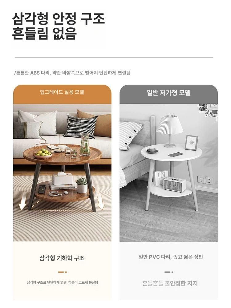 타원형 이동식 사이드테이블 틈새 선반 거실 베란다 보조 공간활용 간이 카페 수납 - 상세 이미지 3