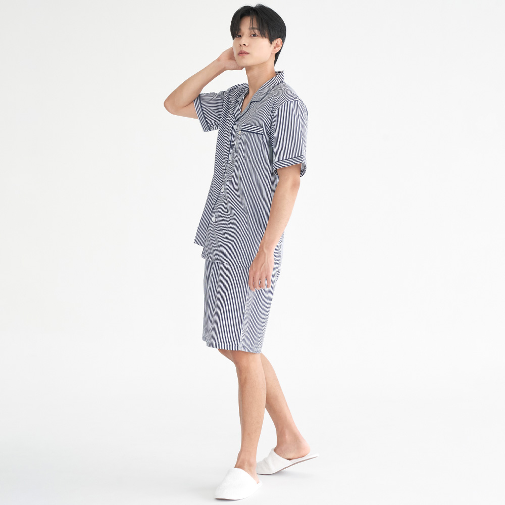 블럭ST 반팔 순면 남성 빅사이즈 잠옷 세트 - 상세 이미지 5