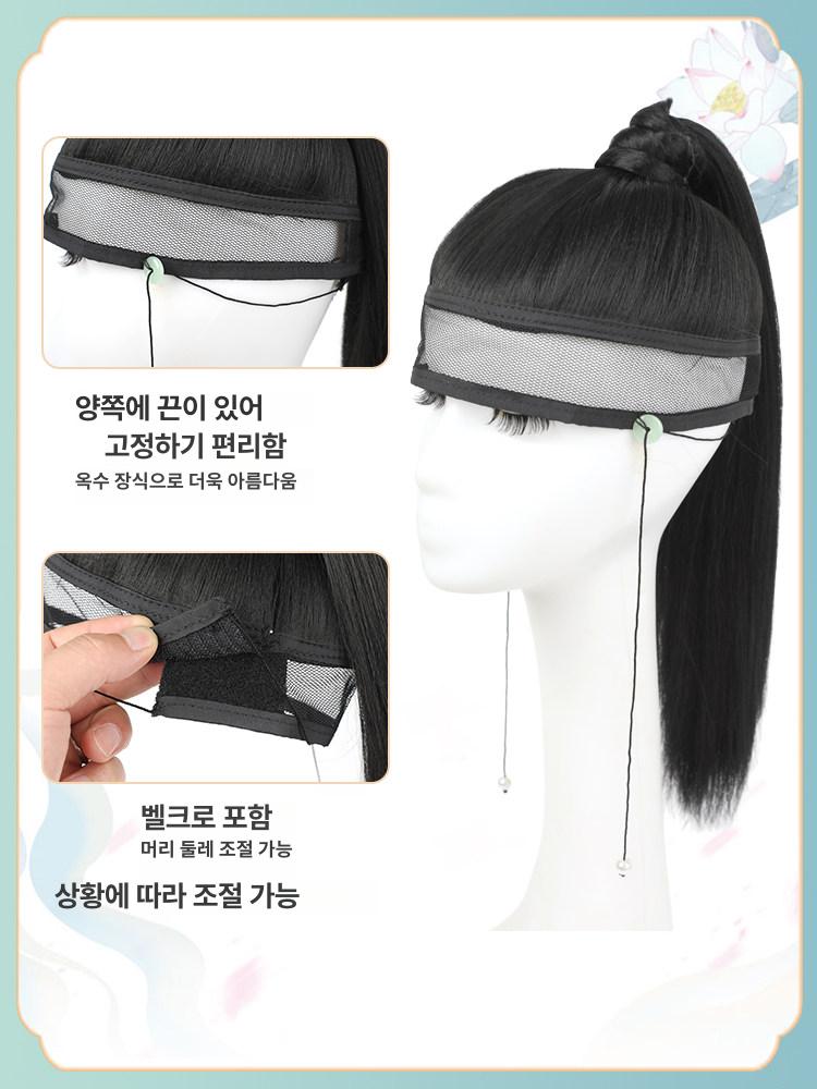 조선시대 양반 가발 세트 무대공연 코스튬 소품 남성용 전통 발톱형 머리 장식 - 상세 이미지 3
