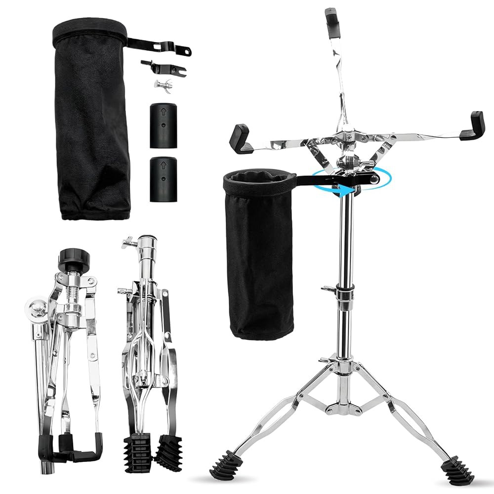Zmpkhba Snare 드럼 스탠드, 높이 14.5인치에서 23인치로 조절 가능한 스냅 패스너와 초보자용 스틱 홀더 액세서리가 있는 연습 패드 스탠드 - 상품 이미지