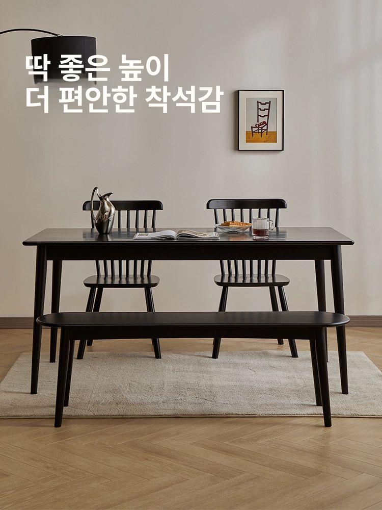 식탁의자 원목벤치 블랙컬러 스툴형 다이닝가구 홈카페 벤치 긴의자 미니멀디자인 다이닝 - 상세 이미지 2