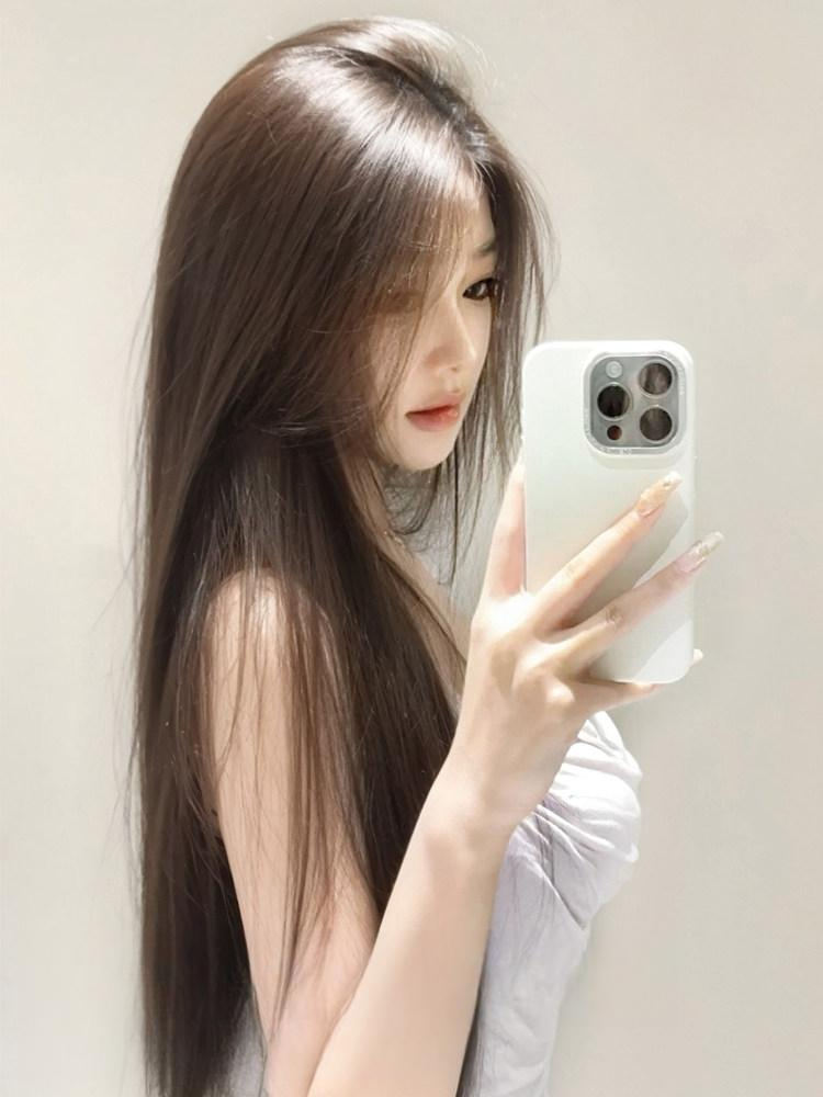똑딱이가발 풀뱅앞머리가발 시스루뱅 풀커버 부분가발 윅 여성용 사이드뱅 대두피 - 상품 이미지