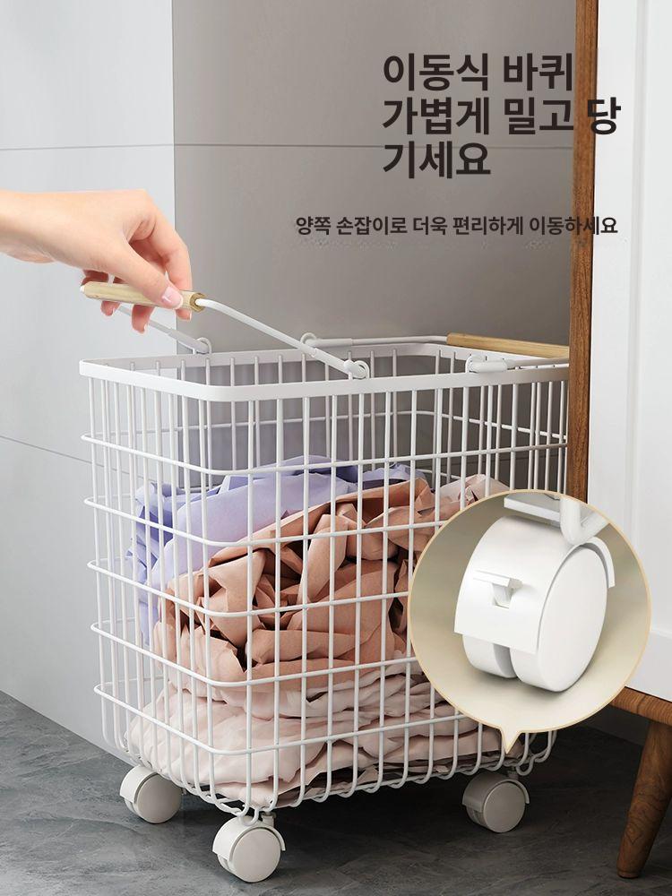 접이식 세탁 바구니 북유럽 패브릭 수납함 빨래 정리 보관 모던 스타일 낮은 디자인 - 상세 이미지 3