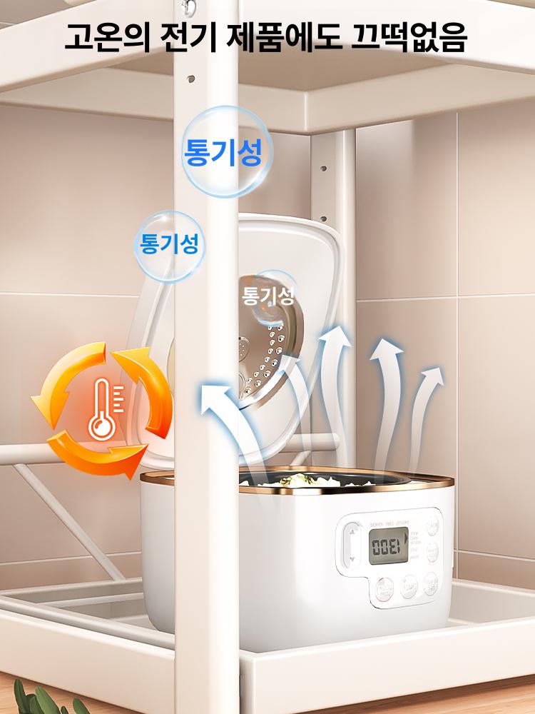 슬라이드형 레일밥솥선반 주방 받침대 좁은주방 수납 확장 전자렌지장 소형 피스압착 레일 - 상세 이미지 4