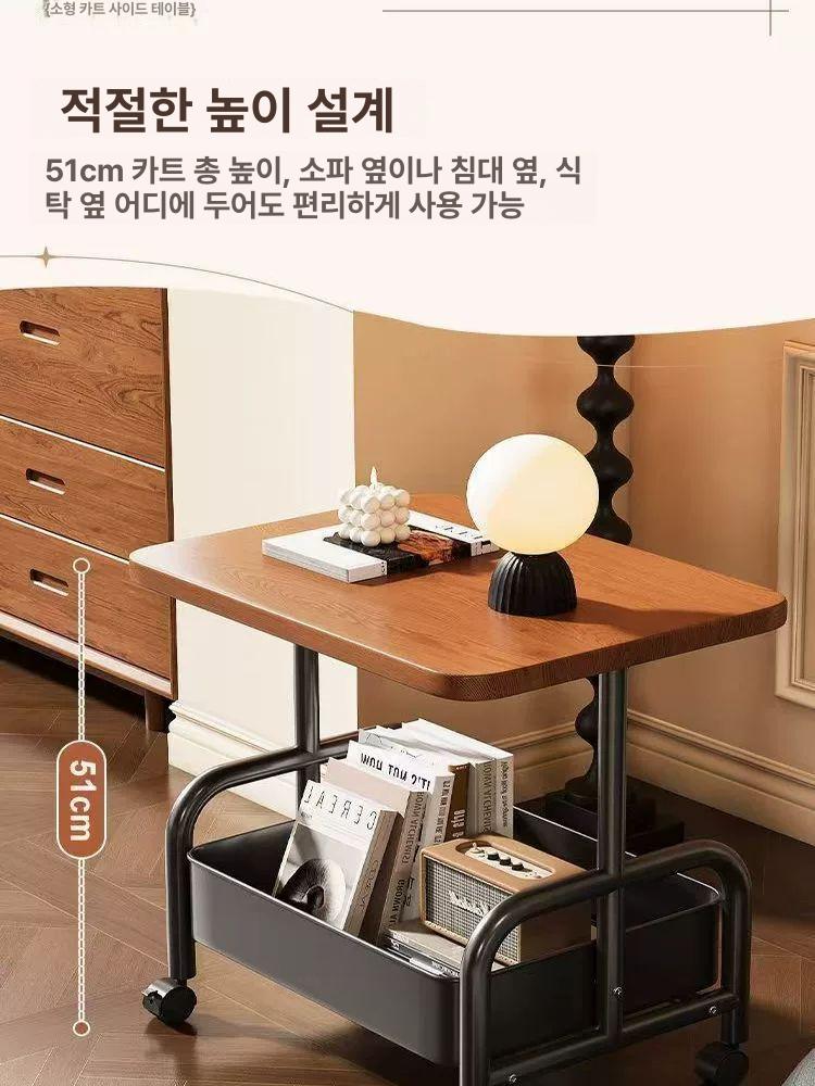 티 트롤리 이동식 가정용 웨건 소파 랙 커피 바퀴 북유럽 침실 보관함 레스토랑 고급 - 상세 이미지 2
