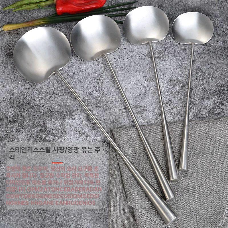 중식 볶음주걱 나무자루 조리용 손잡이 주방 스텐주걱 대주걱 중화요리 나무주걱 - 상세 이미지 4
