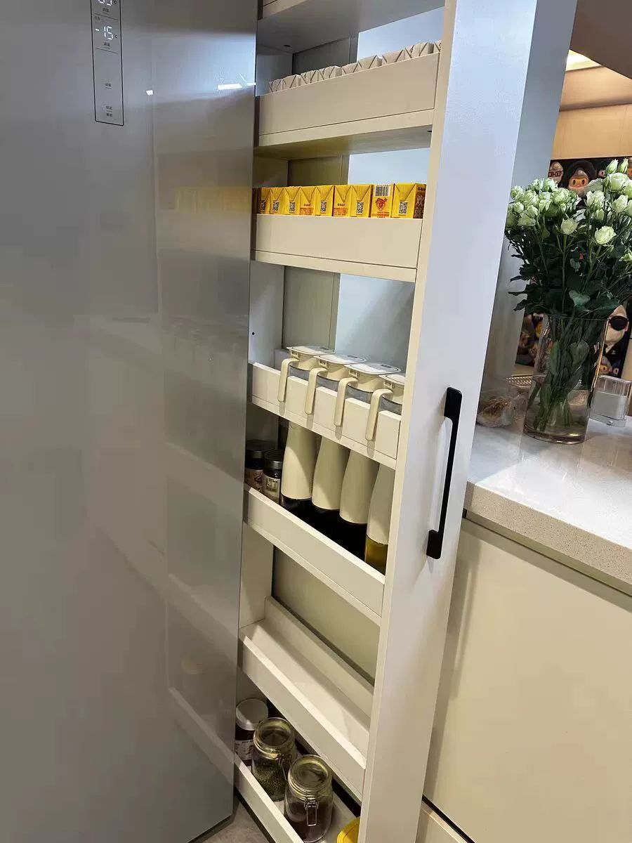 틈새 수납장 슬라이드 원목 거실장 선반 미용트롤리 이동식 틈새수납장 다용도 원목수납장 - 상세 이미지 4