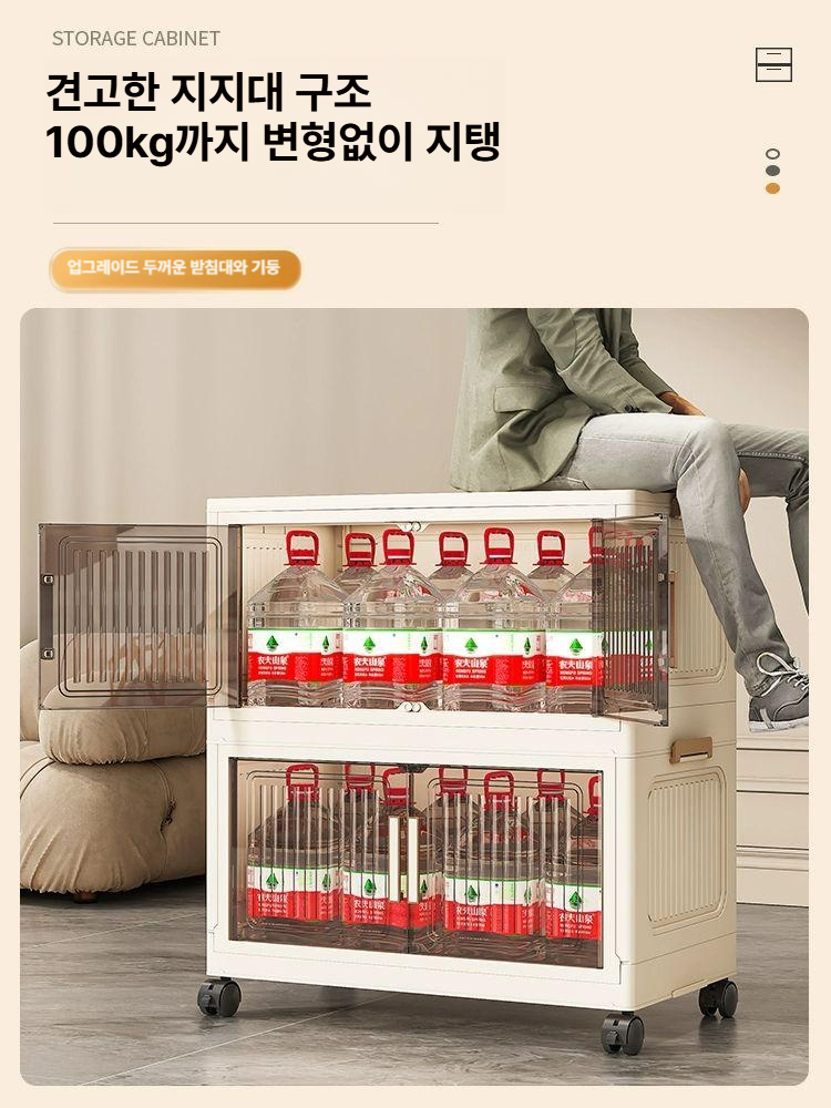 가정용 서랍장 양문형 수납 이동식 보관함 수납장 수납함 플라스틱서랍장 여닫이 대용량 - 상세 이미지 3