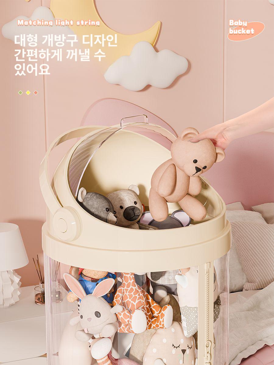 봉제인형 수납함 지퍼 정리통 투명 아크릴 보관함 장난감 정리 보관상자 - 상세 이미지 3