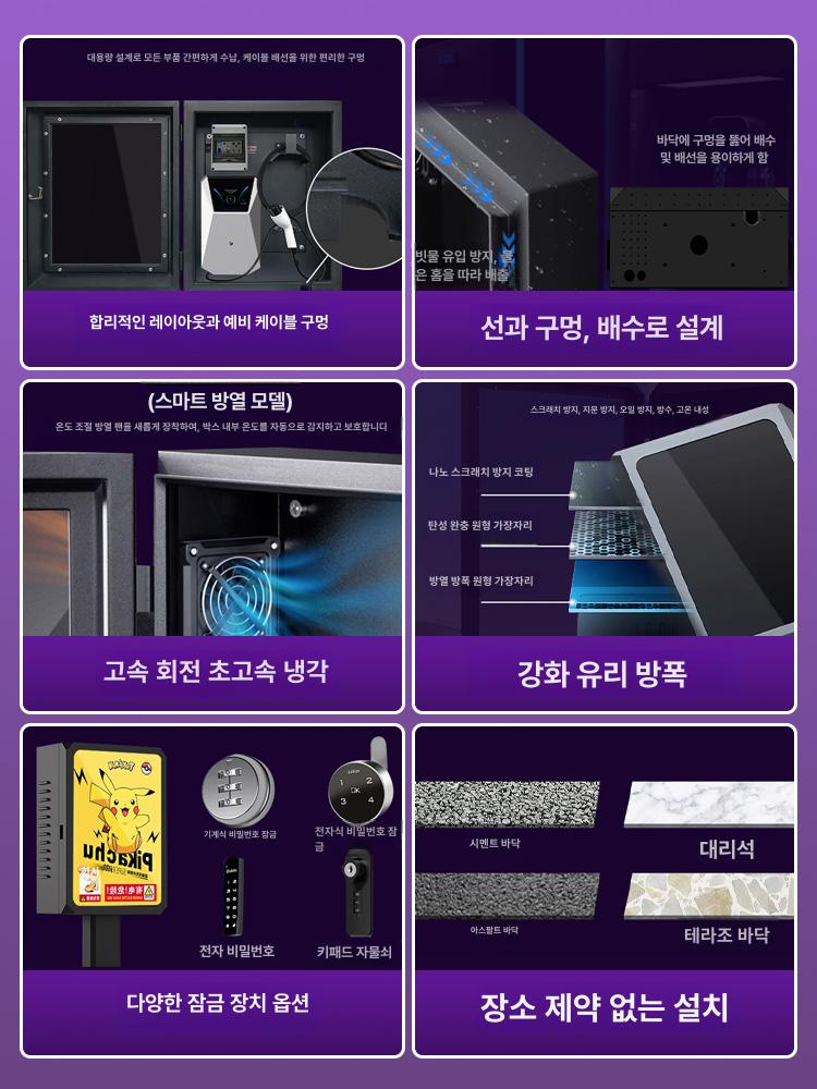스탠드 전기차충전기보관함 방수 벽걸이 야외 잠금 기둥형 충전기박스 브라켓 상자 - 상세 이미지 3