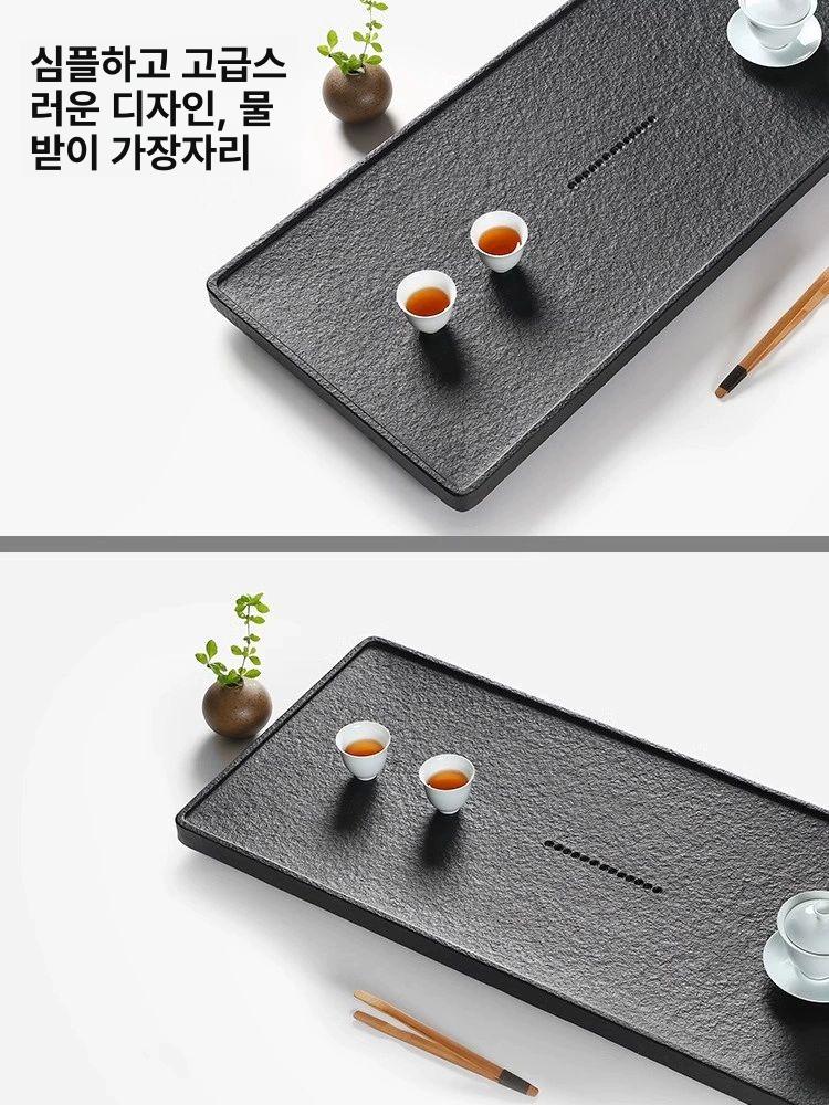 다도 퇴수기 가정용 받침대 다기 차상 차트레이 쟁반 차반 천연스톤 차도구 배수판 - 상세 이미지 4
