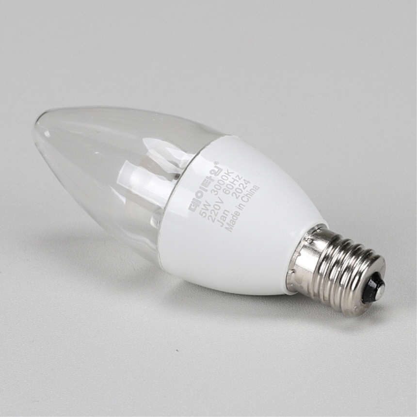 LED 촛대구 투명 5W E17 전구색 3000K 촛불 꼬마 전구 램프 데이타임 - 상세 이미지 4