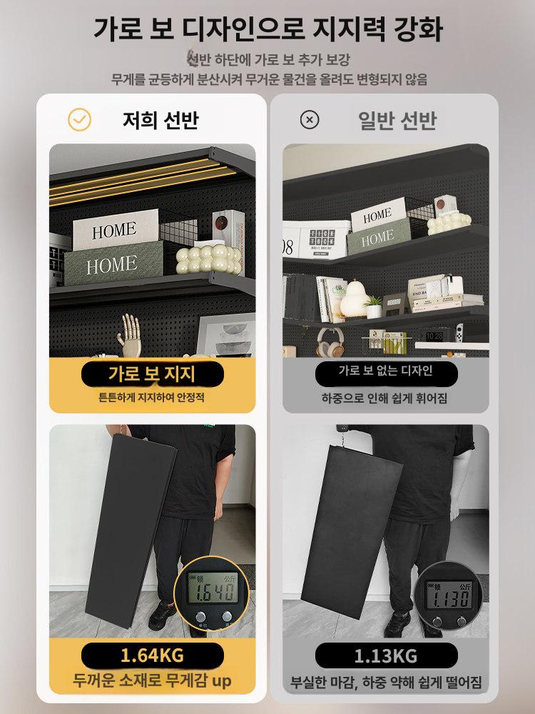 철제 타공판 대형 선반 벽면 정리 게시판 주방 책상 인테리어 파티션 수납 - 상세 이미지 3