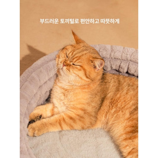 포근한 따뜻한 분리세탁 사계절 고양이 야외 방수 숨숨집 디럭스 풀커버 그레이 두꺼운 토토로 3D 방풍 M 7.5kg이하 - 상세 이미지 3
