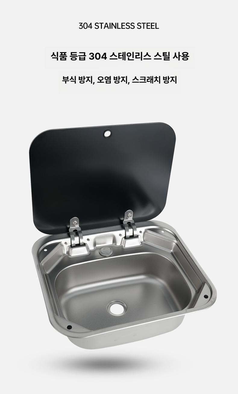 스텐 카라반싱크대 야외 차박 수전 캠핑용 캠핑카싱크대 트레일러 화장실 카페 설거지 - 상세 이미지 5