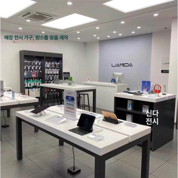 고급 스마트폰 원형 휴대폰 목재 핸드폰 전시대 체험대 라운드 1500 x 900 - 상세 이미지 5