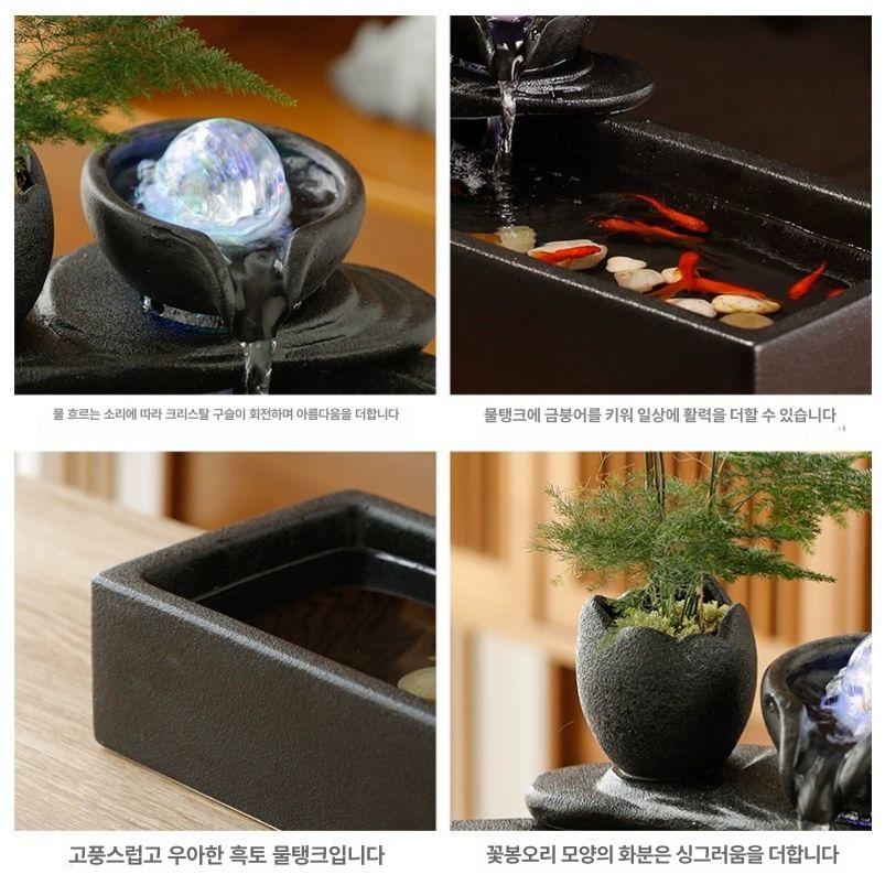 미니 탁상 분수 실내 인테리어 폭포 장식품 거실 책상 정원 소품 물 분사 가정용 - 상세 이미지 5