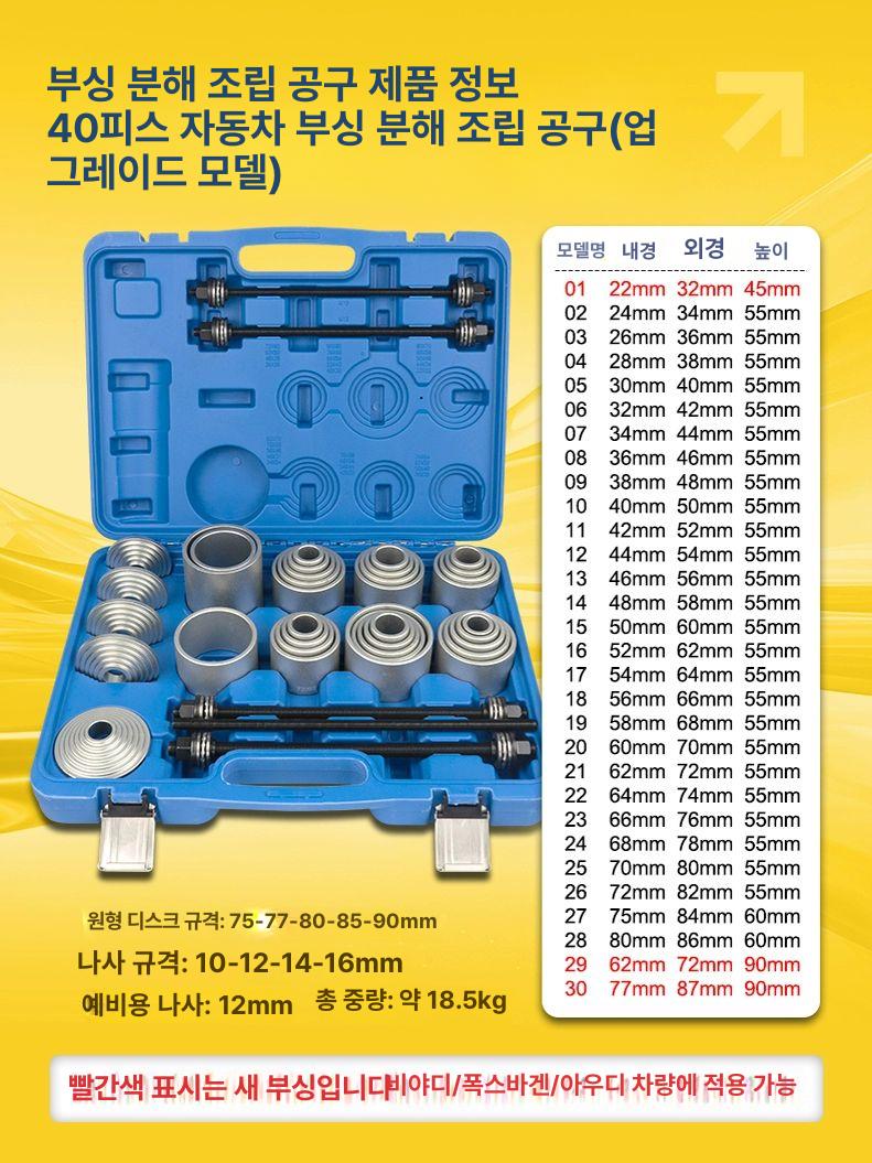 만능 부싱교환기 베어링 도구 유압 제거 풀러 탈착기 탈거기 정비 조인트 수리 - 상세 이미지 2