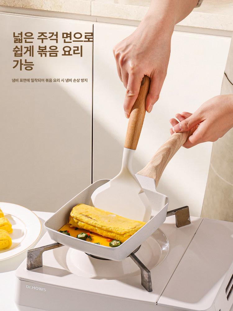 넓은 주걱 실리콘 나무 부엌 조리용 식기류 있는 손잡이가 요리 계란 도구 튀김 스틱 - 상세 이미지 2