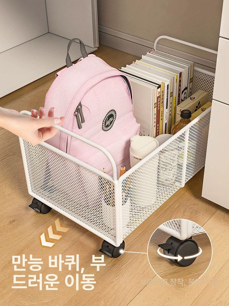 대형 트롤리수납함 사무실 책가방정리대 공간 학원가방정리 바퀴 가방장 틈새 수납장 - 상세 이미지 3