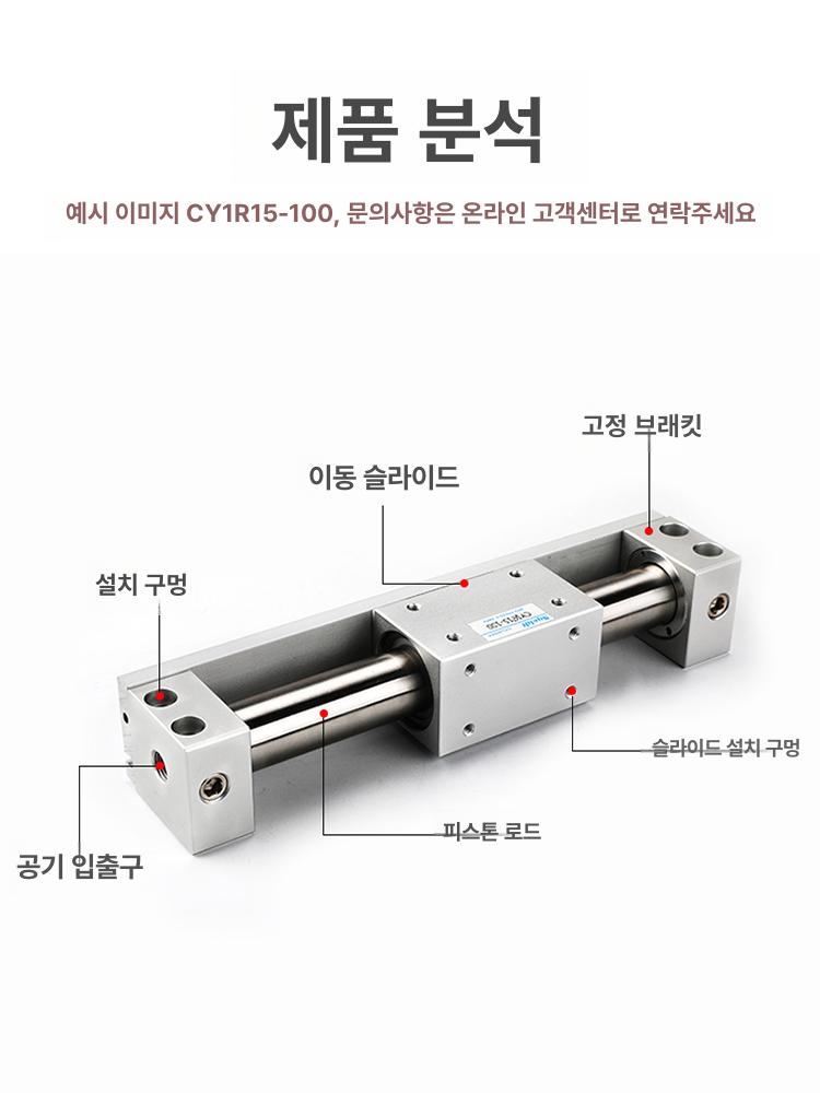 마그네틱 공압실린더 에어 모델 리드 타입 밸브 스위치 로드리스 공기 플러그 - 상세 이미지 2