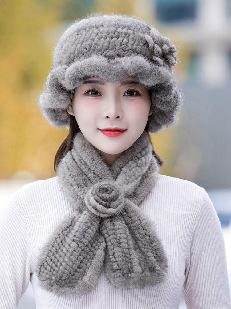 따뜻한 털모자 모피 레이디 비니 여성용 패션 방한 럭셔리 푹신한 - 상세 이미지 3