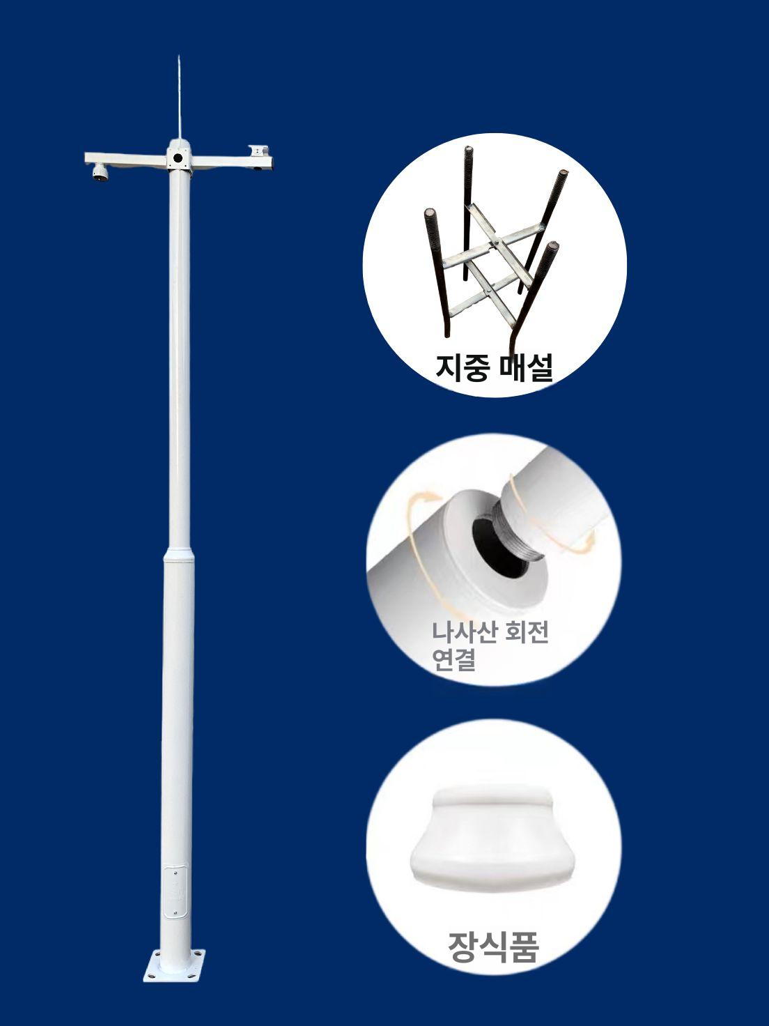 폴대 거치대 야외 CCTV 감시카메라 보안 고정대 튜브 받침대 브래킷 사각관 모니터링 - 상세 이미지 5