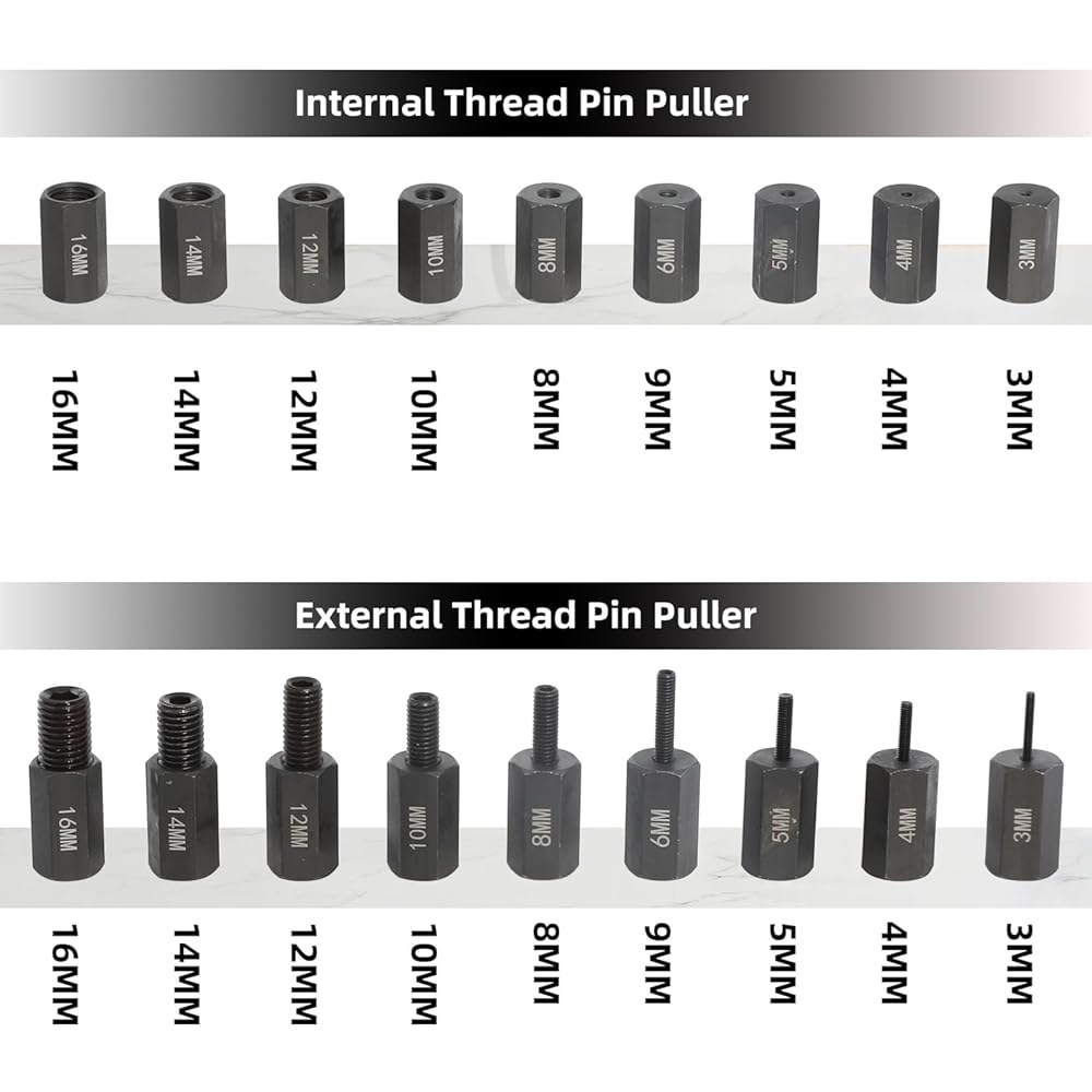 DPTool 20pcs 범용 수동 핀 풀러 추출기 도구 키트 내부 및 외부 나사 제거 세트 슬라이드 해머 베어링 3-16mm 콜렛 어댑터 포함 - 상세 이미지 3