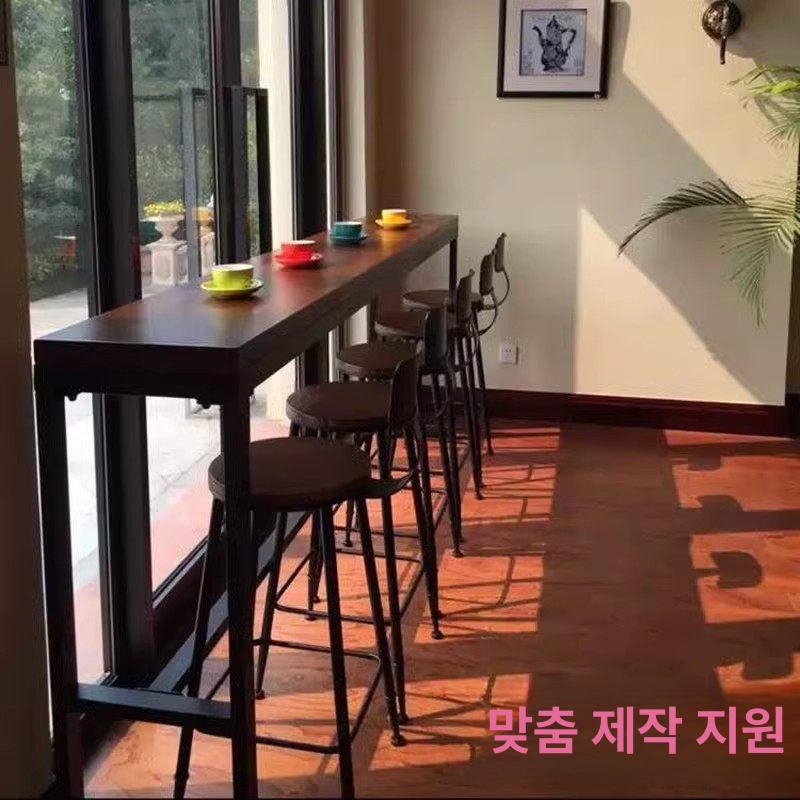 우드상판 식탁 스탠딩 창가 업소용 원형 홈카페 베란다 테이블 원목 발코니 좁은 우드 바 - 상세 이미지 3