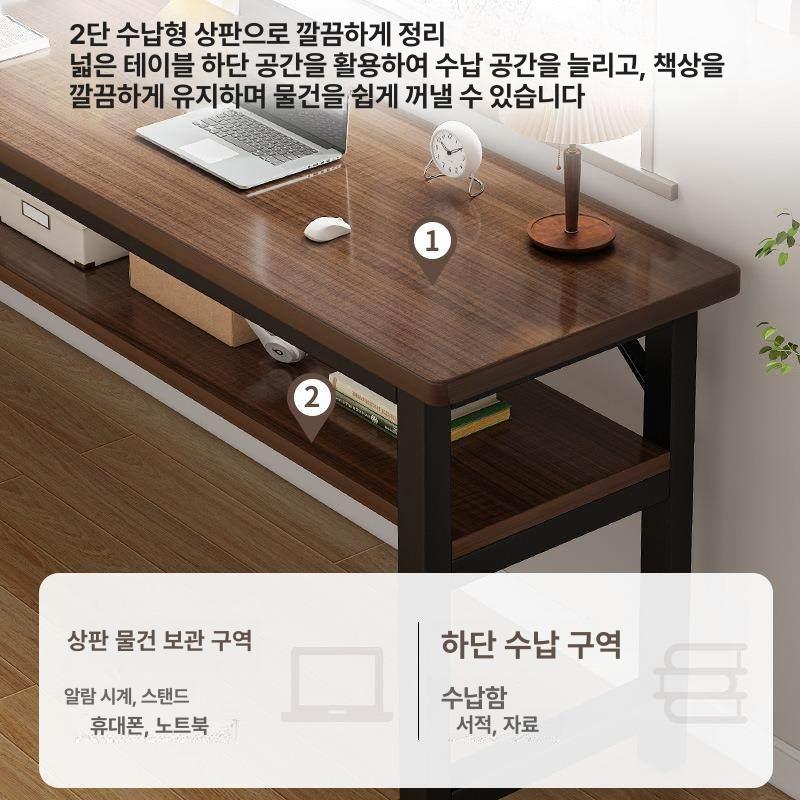 슬림 긴테이블 원목책상 홈오피스 카페용 창가 공부데스크 모던 헤어라인 블랙 오크 가구 - 상세 이미지 3