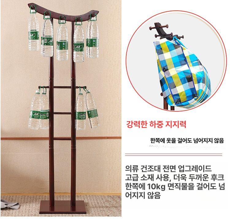 유럽풍 스탠딩행거 빈티지 컬러 코트랙 튼튼한 코트걸이 목재 드레스룸 스탠딩옷걸이 - 상세 이미지 4