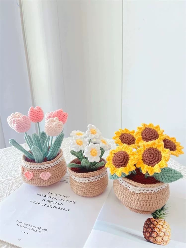 손뜨개 니트 화분커버 코바늘 공예 DIY 만들기 키트 초보자용 따뜻한 인테리어 - 상세 이미지 5