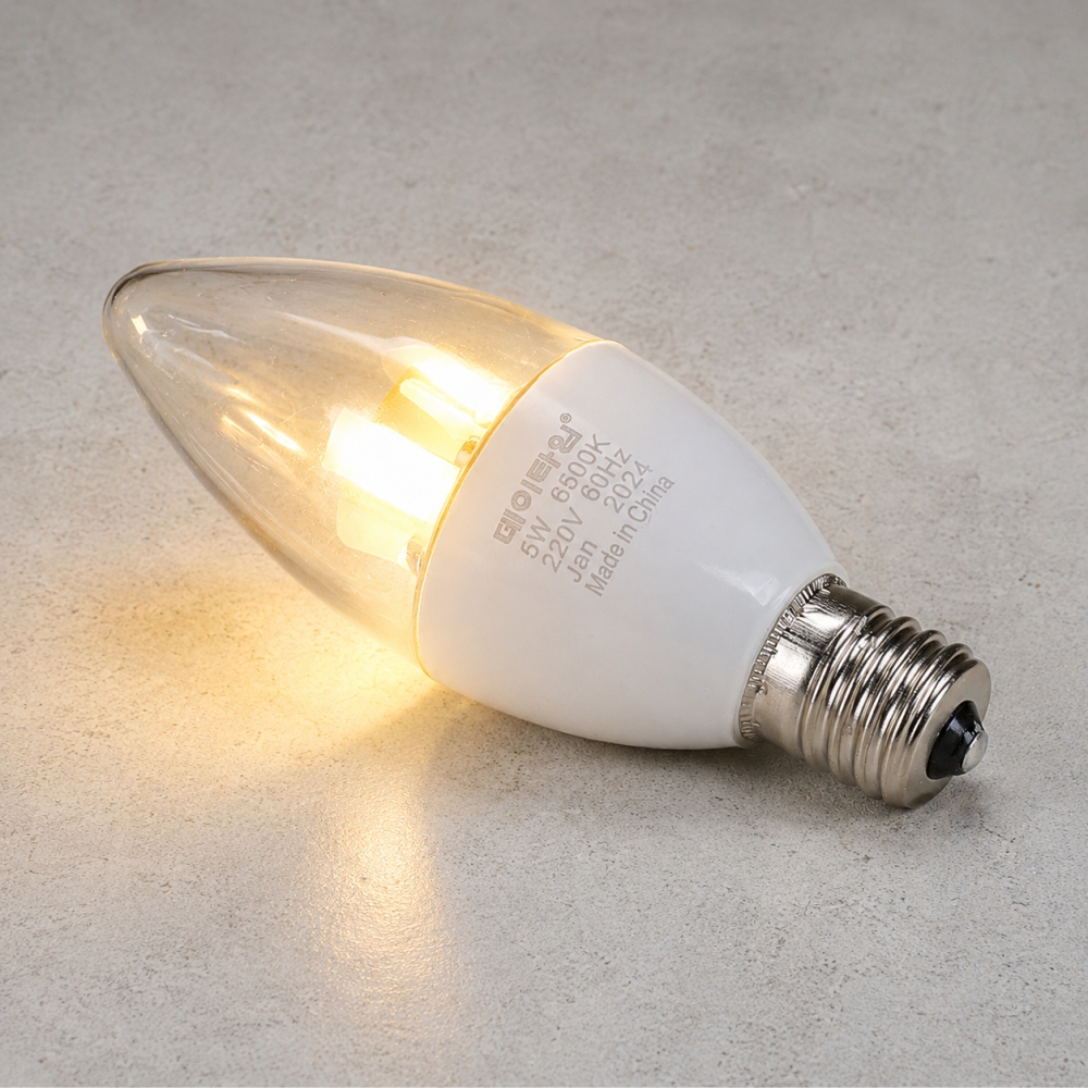LED 촛대구 투명 5W E17 전구색 3000K 촛불 꼬마 전구 램프 데이타임 - 상품 이미지