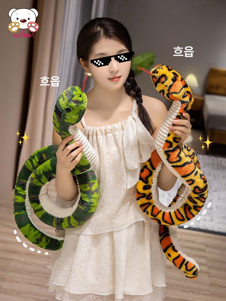 대형 뱀인형 쿠션 성인 필로우 인체공학적 부드러운 세척 베게 소프트 뱀띠선물 봉제 - 상세 이미지 4