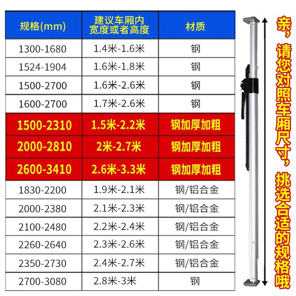 화물고정바 2.5톤 3.5톤 화물차 1. 받침봉 스틸 막대 탄력바 탑차 안전바 지지봉 - 상세 이미지 5