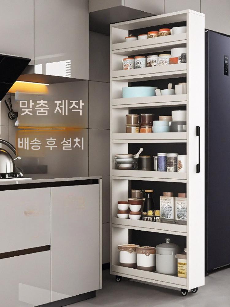 슬림 서랍장 이동식 주방 선반 냉장고옆 틈새수납장 틈새 공간 팬트리장 거실 캐비닛 냉장고 - 상세 이미지 2