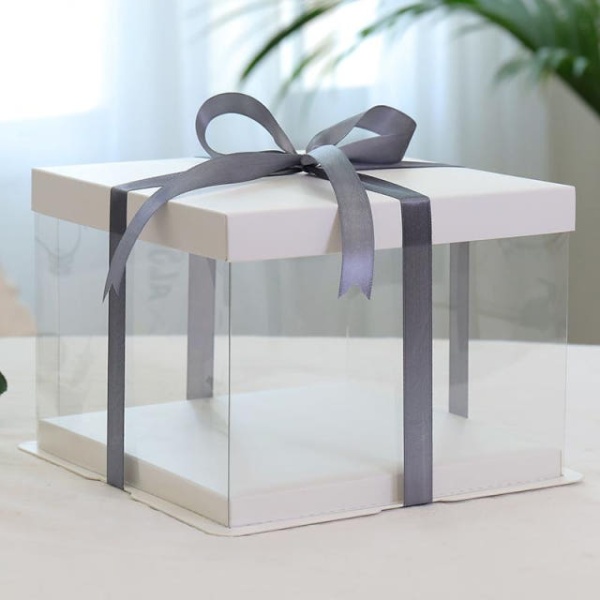 고급 디저트 선물용 답례품 상자 투명 포장 포장상자 케이크 4인치 단일 칸 17 x 17x12 - 상세 이미지 4