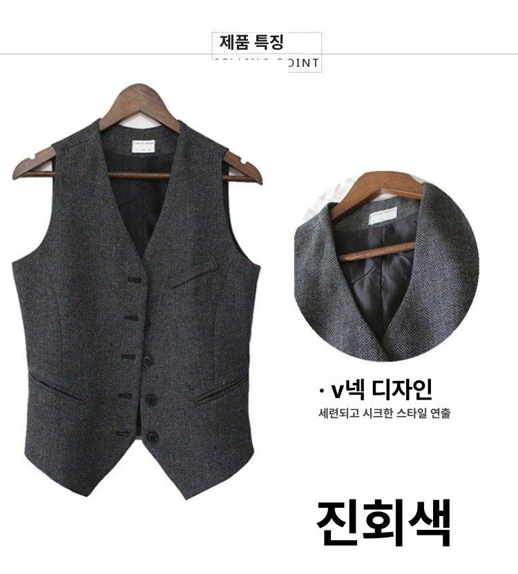여성 승마 남여 헤링본 복고풍 조끼 숙녀 모직 정장 - 상세 이미지 4